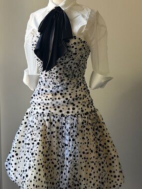 Vintage Nancy Bracoloni Polka Dot tulle strapless Bubble Skirt Dress
